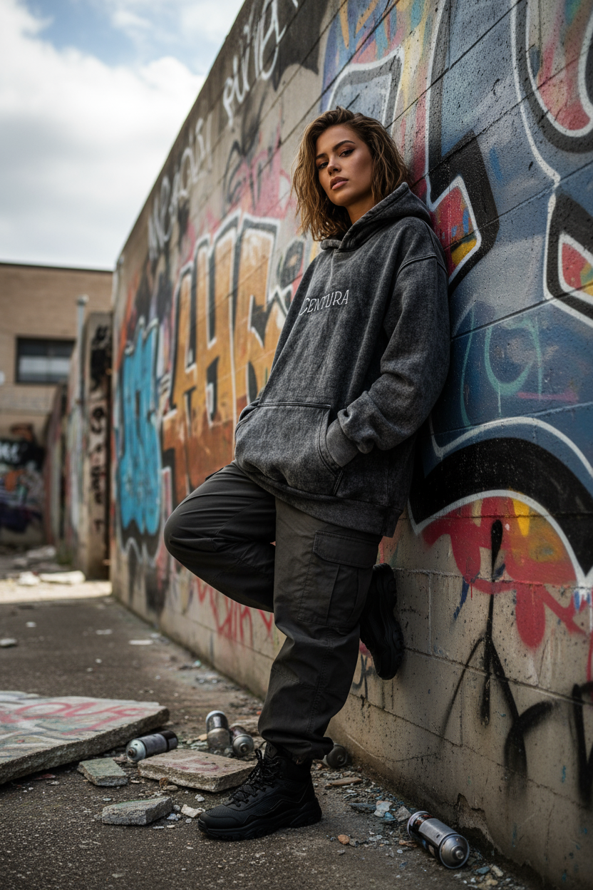 Charcoal Washed Oversized Hoodie