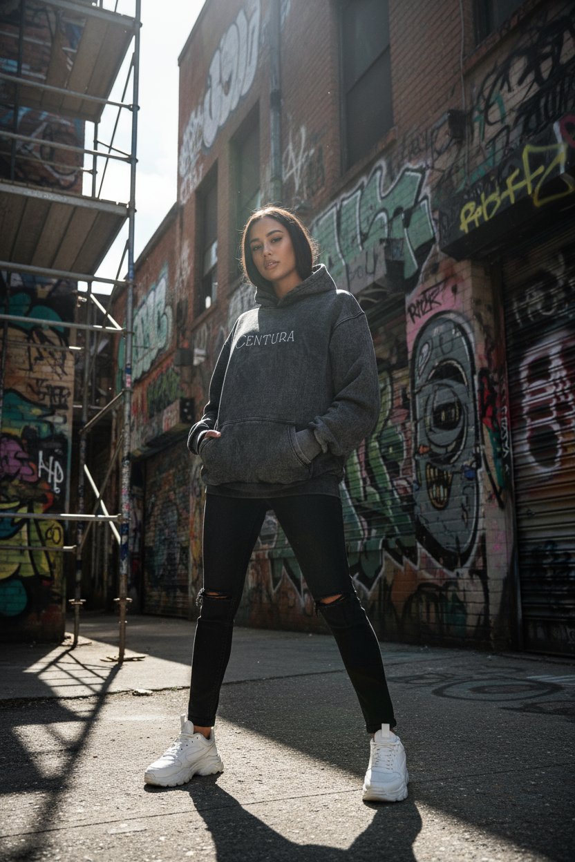 Charcoal Washed Oversized Hoodie